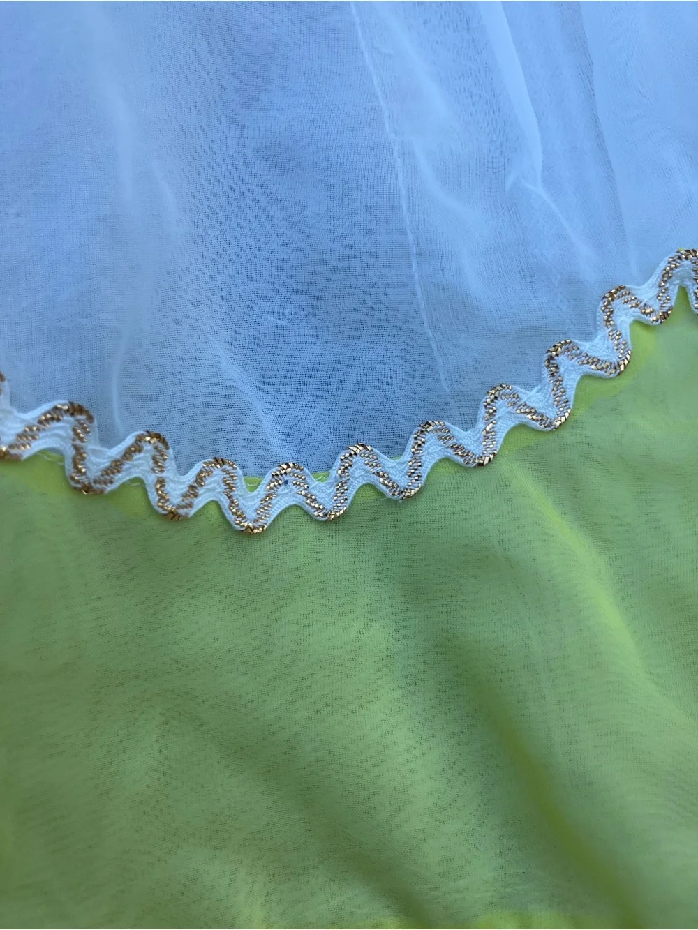 Sheer white apron with fluorescent yellow trim 1950’s vintage